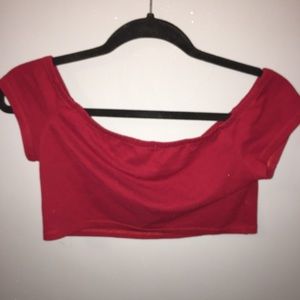 Red cropped shirt